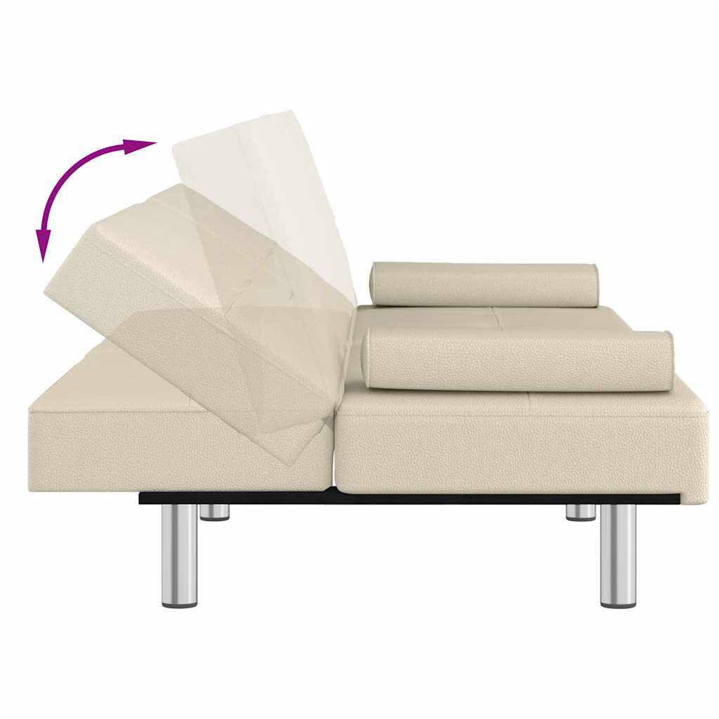 vidaXL Schlafsofa mit Getränkehaltern Creme Kunstleder