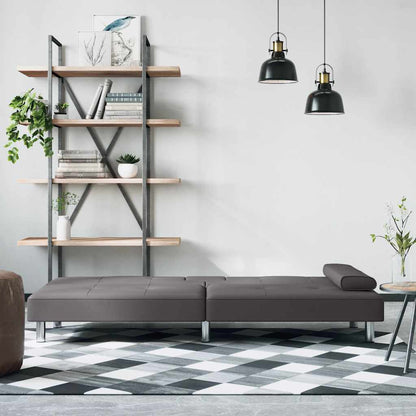 vidaXL Schlafsofa mit Getränkehaltern Grau Kunstleder