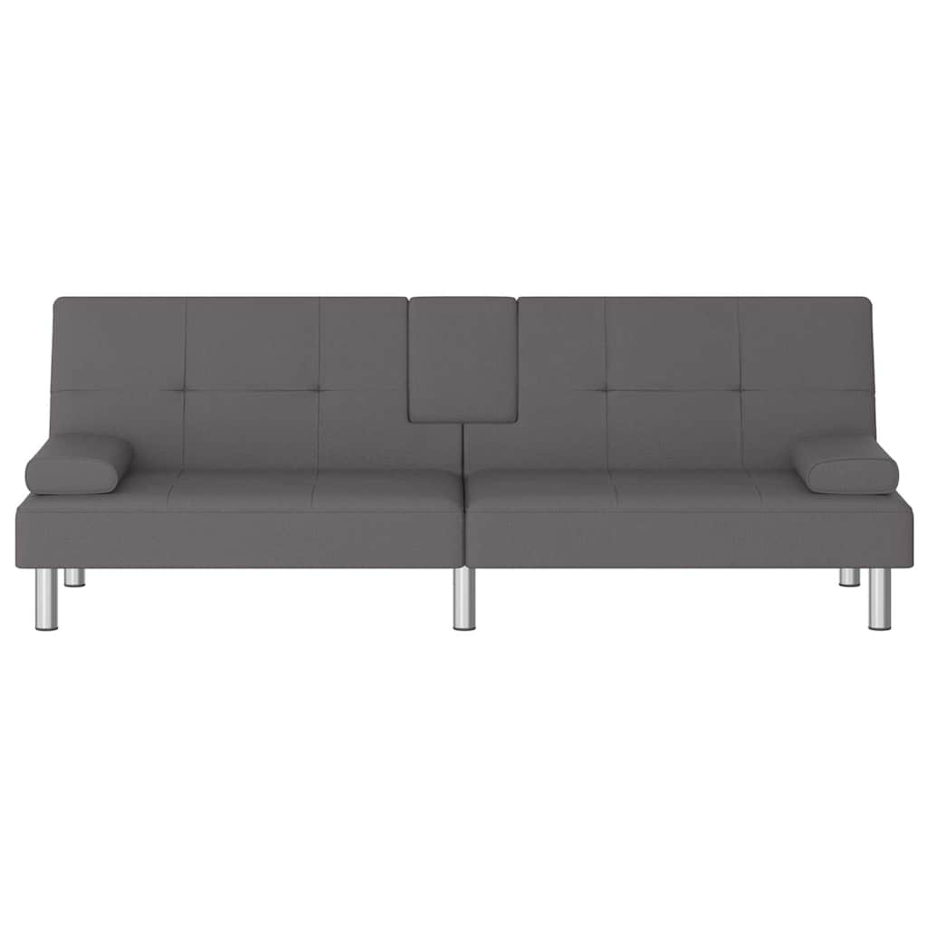 vidaXL Schlafsofa mit Getränkehaltern Grau Kunstleder