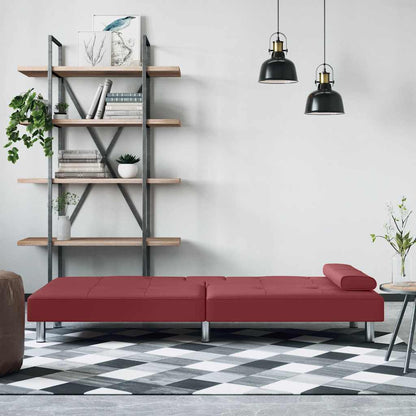 vidaXL Schlafsofa mit Getränkehaltern Rot Kunstleder