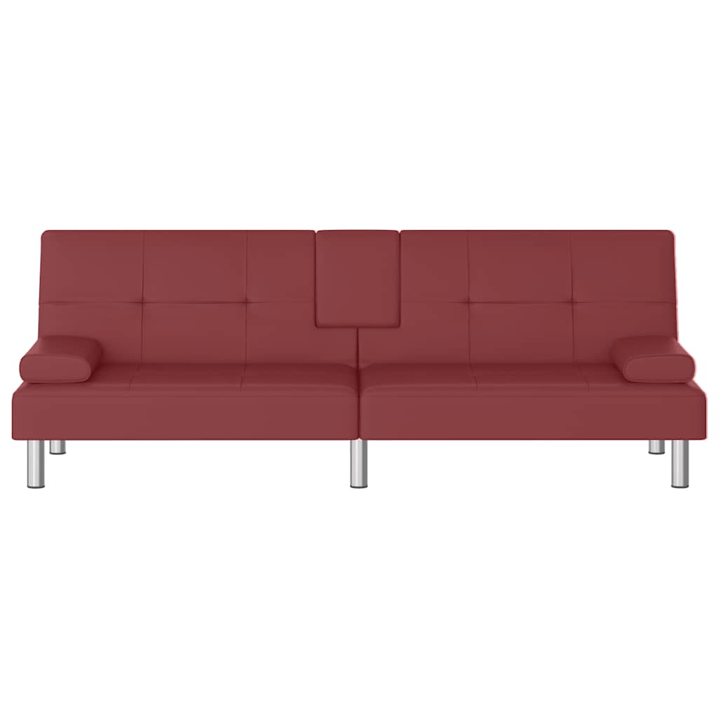 vidaXL Schlafsofa mit Getränkehaltern Rot Kunstleder