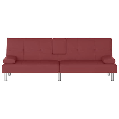 vidaXL Schlafsofa mit Getränkehaltern Rot Kunstleder