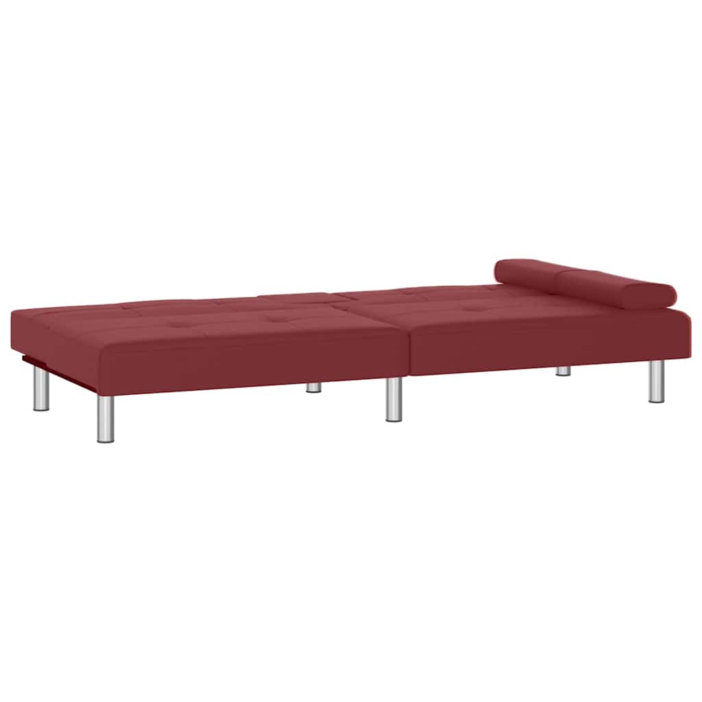 vidaXL Schlafsofa mit Getränkehaltern Rot Kunstleder