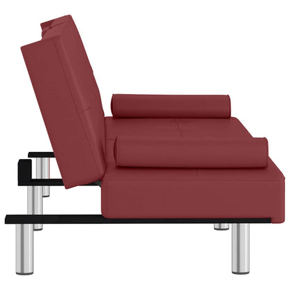 vidaXL Schlafsofa mit Getränkehaltern Rot Kunstleder