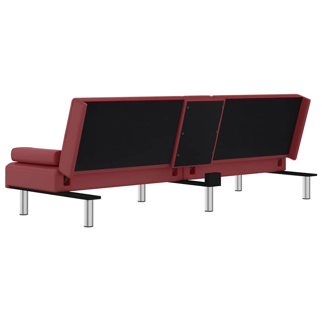 vidaXL Schlafsofa mit Getränkehaltern Rot Kunstleder