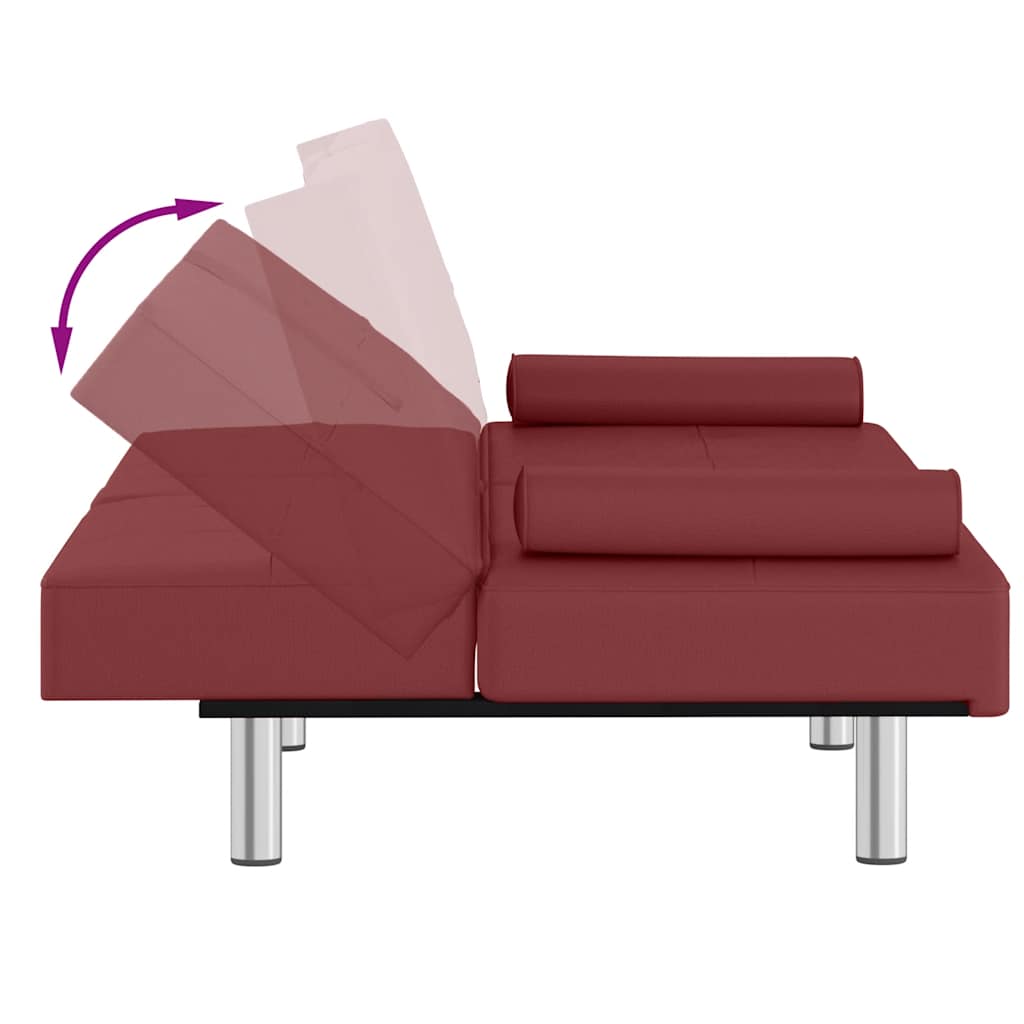 vidaXL Schlafsofa mit Getränkehaltern Rot Kunstleder