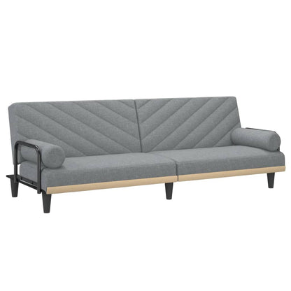 vidaXL Schlafsofa mit Armlehnen Hellgrau Stoff