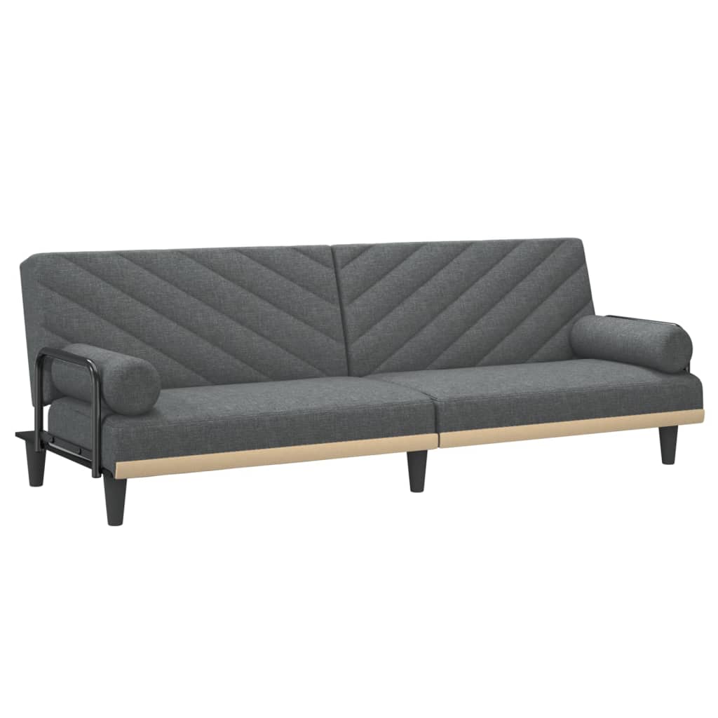 vidaXL Schlafsofa mit Armlehnen Dunkelgrau Stoff