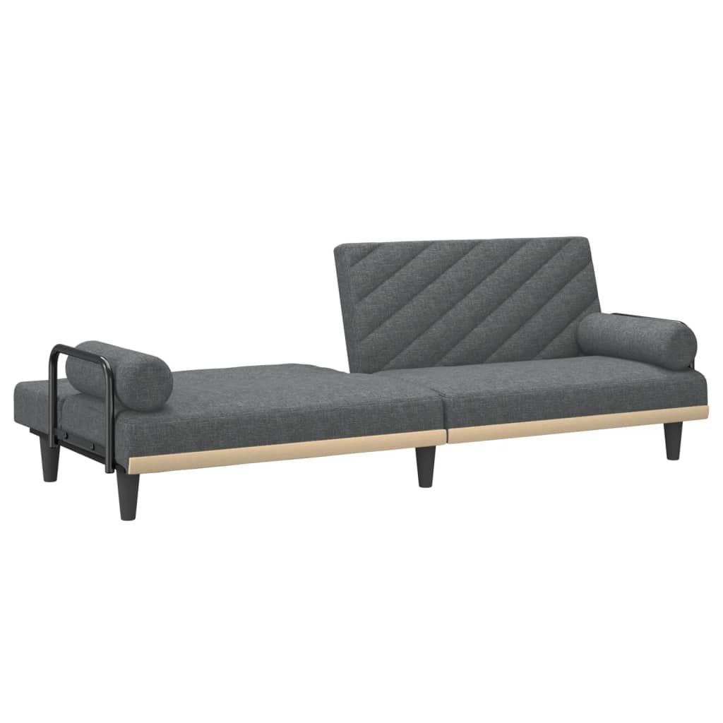 vidaXL Schlafsofa mit Armlehnen Dunkelgrau Stoff