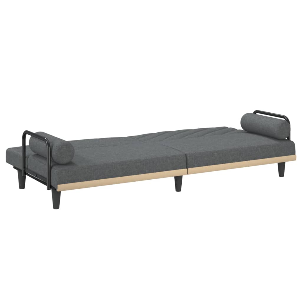 vidaXL Schlafsofa mit Armlehnen Dunkelgrau Stoff