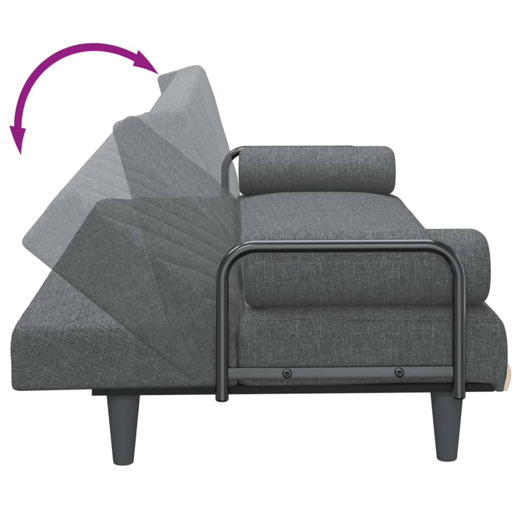 vidaXL Schlafsofa mit Armlehnen Dunkelgrau Stoff