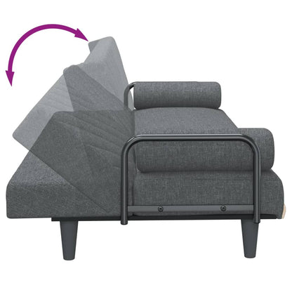 vidaXL Schlafsofa mit Armlehnen Dunkelgrau Stoff