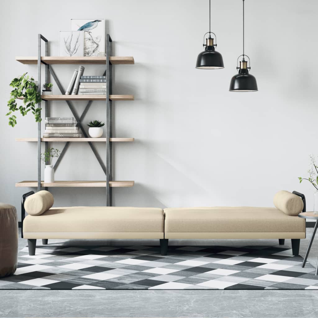 vidaXL Schlafsofa mit Armlehnen Creme Stoff