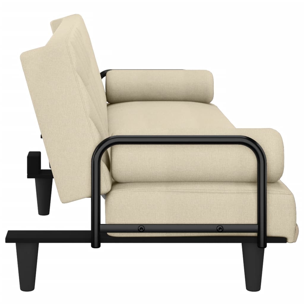 vidaXL Schlafsofa mit Armlehnen Creme Stoff