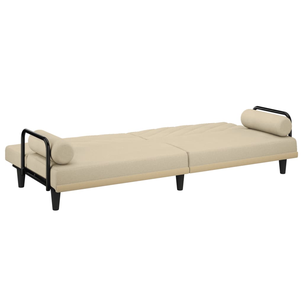 vidaXL Schlafsofa mit Armlehnen Creme Stoff