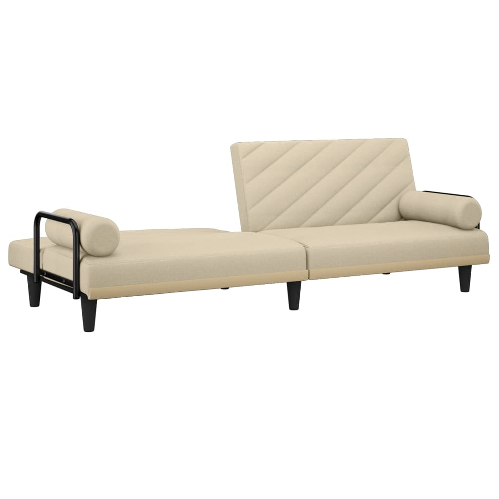 vidaXL Schlafsofa mit Armlehnen Creme Stoff