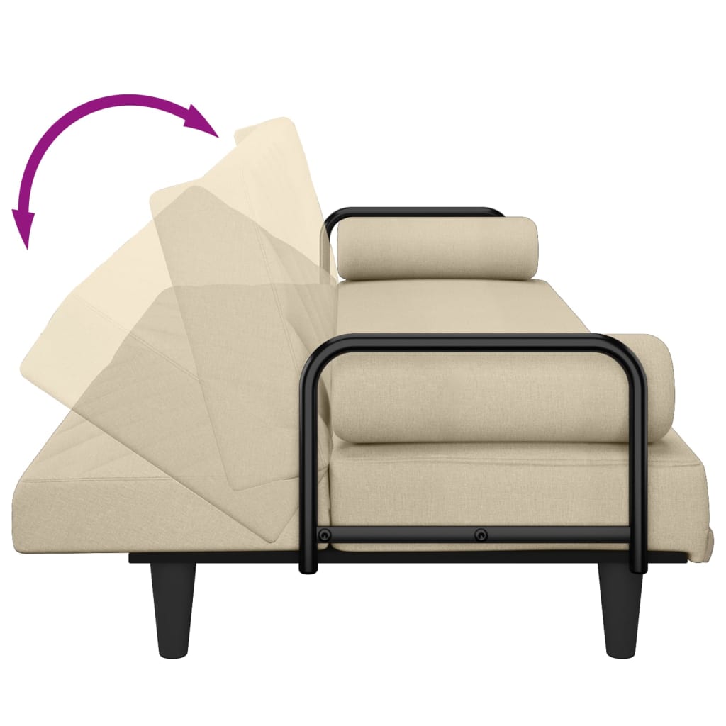 vidaXL Schlafsofa mit Armlehnen Creme Stoff