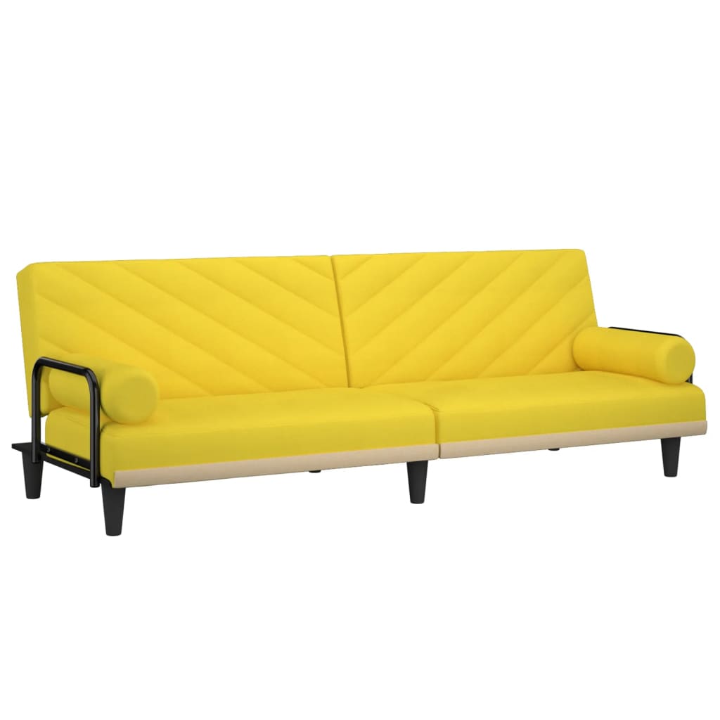 vidaXL Schlafsofa mit Armlehnen Hellgelb Stoff