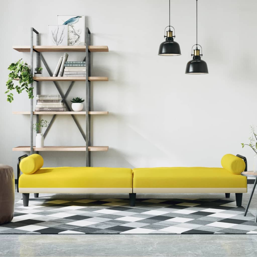 vidaXL Schlafsofa mit Armlehnen Hellgelb Stoff