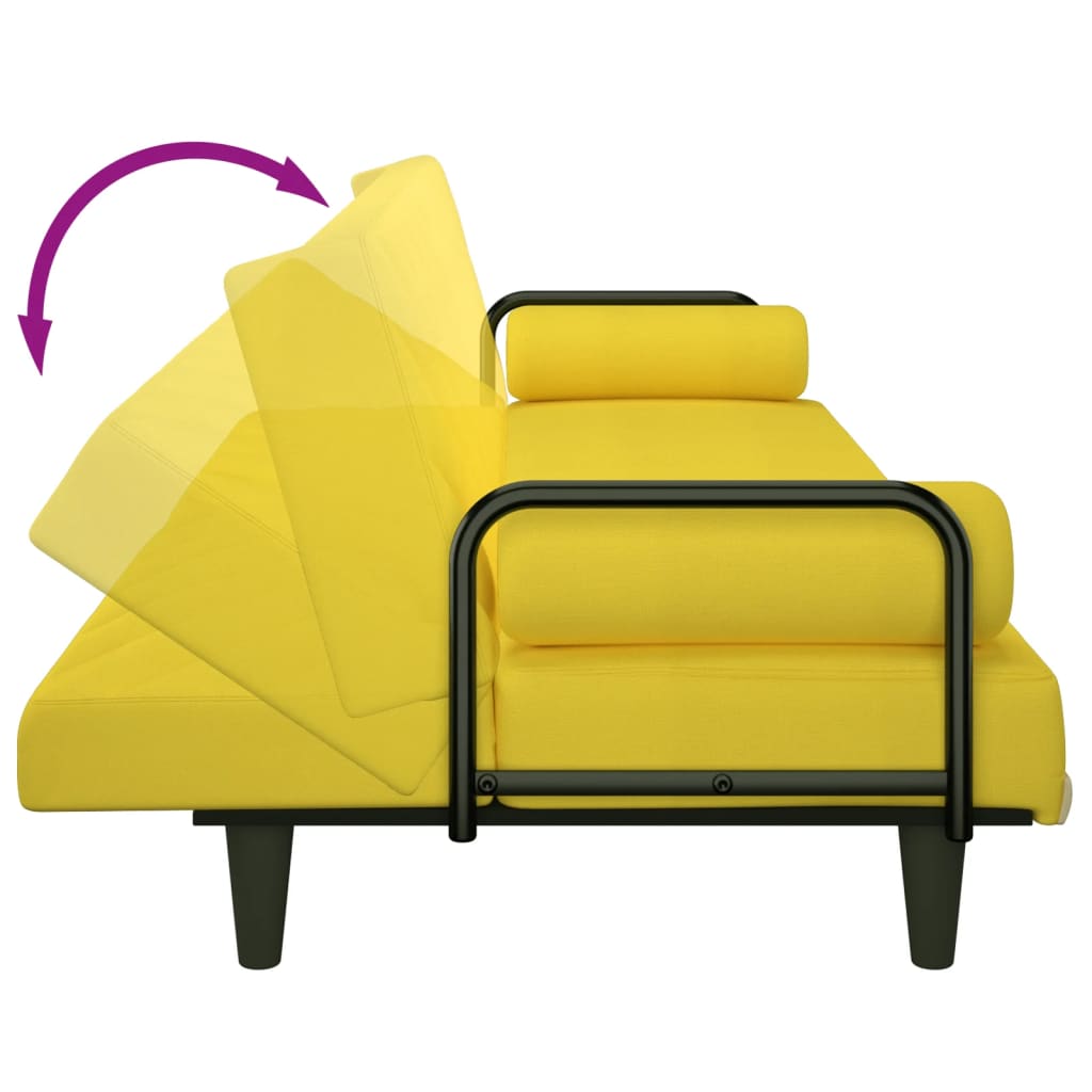 vidaXL Schlafsofa mit Armlehnen Hellgelb Stoff
