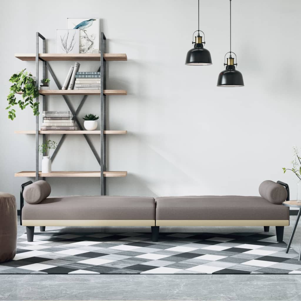 vidaXL Schlafsofa mit Armlehnen Taupe Stoff