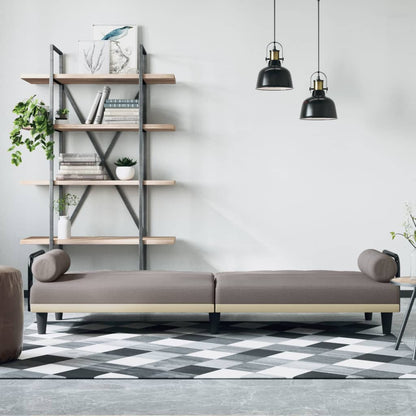 vidaXL Schlafsofa mit Armlehnen Taupe Stoff