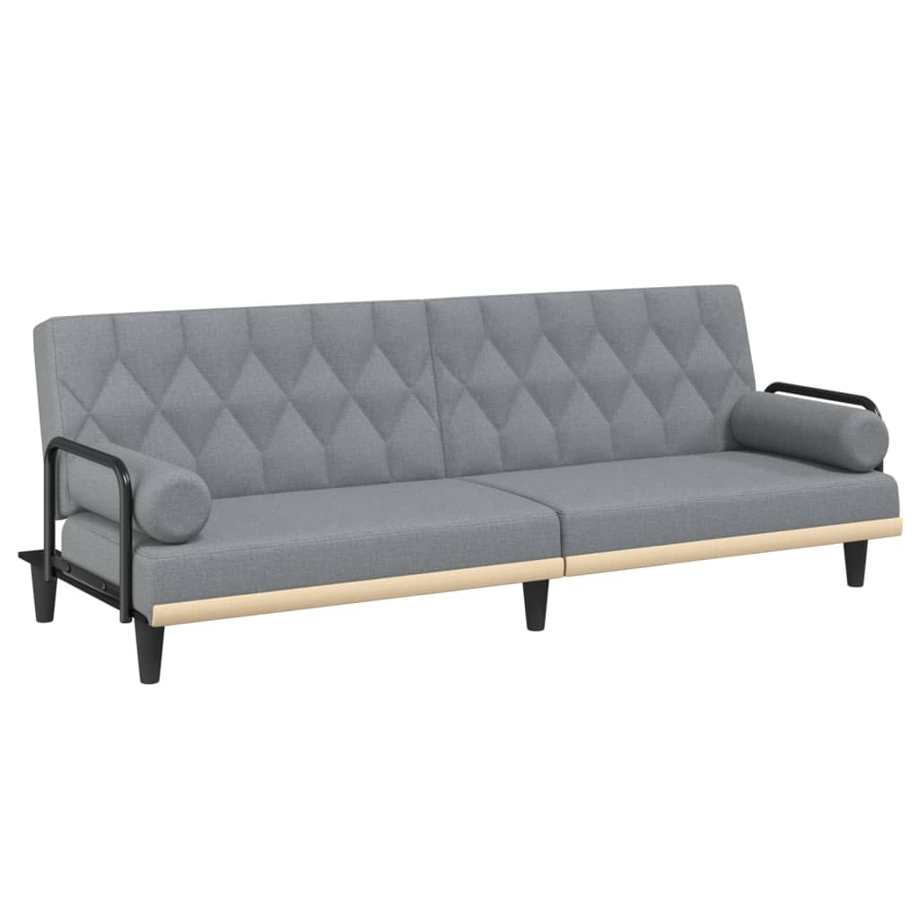 vidaXL Schlafsofa mit Armlehnen Hellgrau Stoff