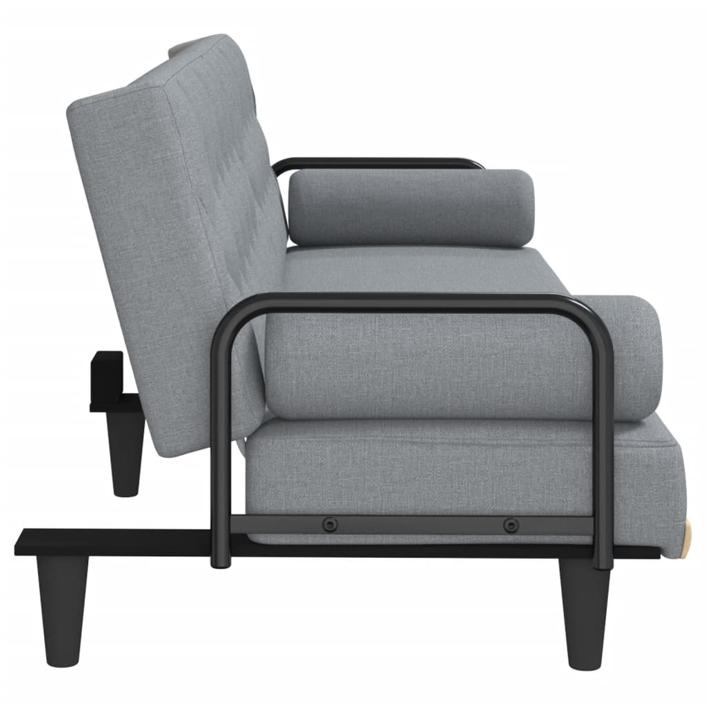 vidaXL Schlafsofa mit Armlehnen Hellgrau Stoff