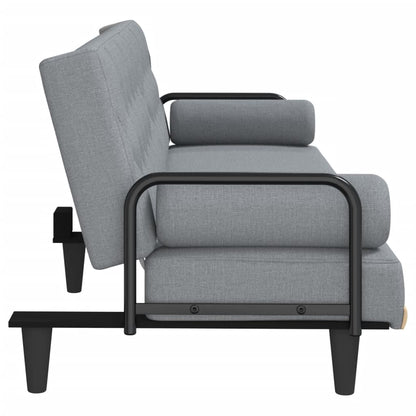 vidaXL Schlafsofa mit Armlehnen Hellgrau Stoff