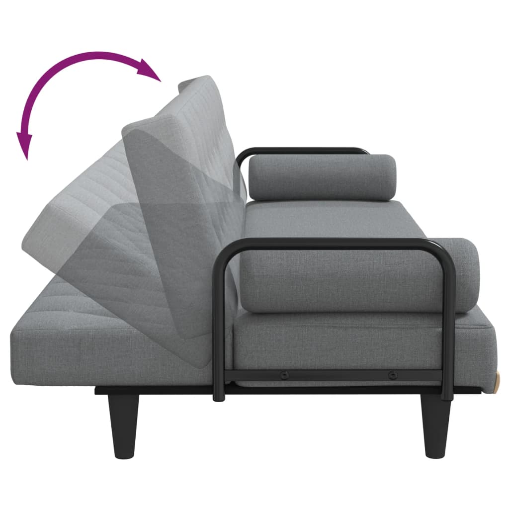 vidaXL Schlafsofa mit Armlehnen Hellgrau Stoff
