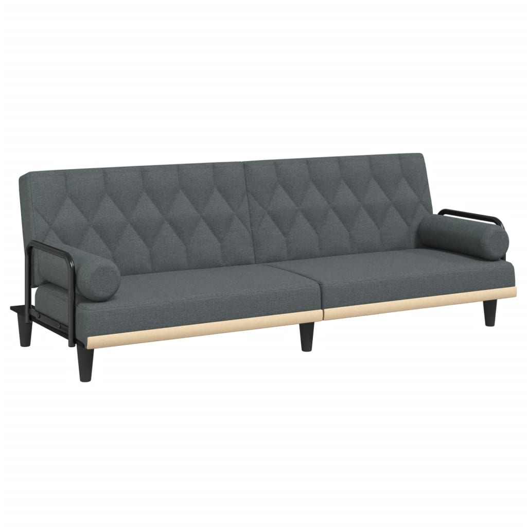 vidaXL Schlafsofa mit Armlehnen Dunkelgrau Stoff