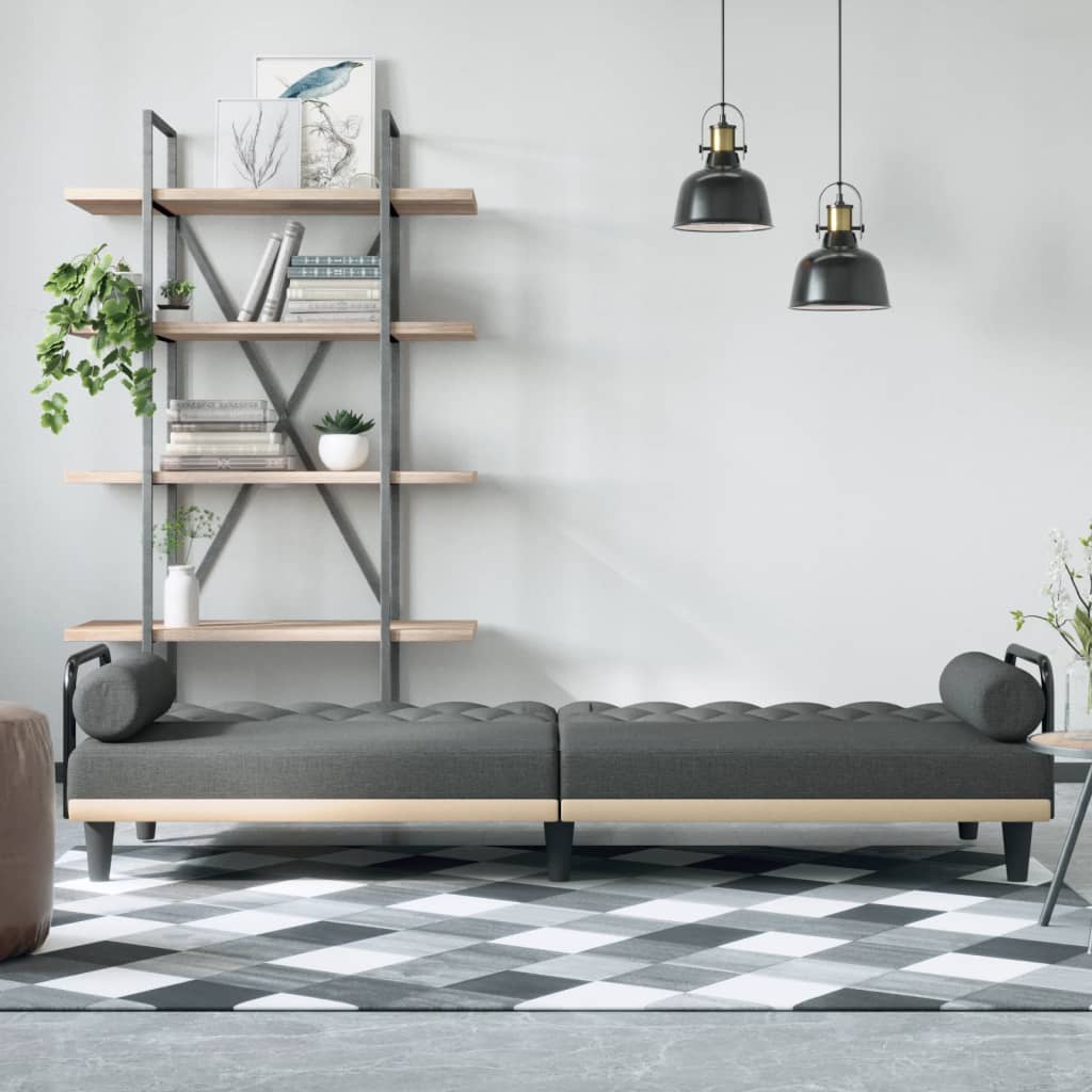 vidaXL Schlafsofa mit Armlehnen Dunkelgrau Stoff