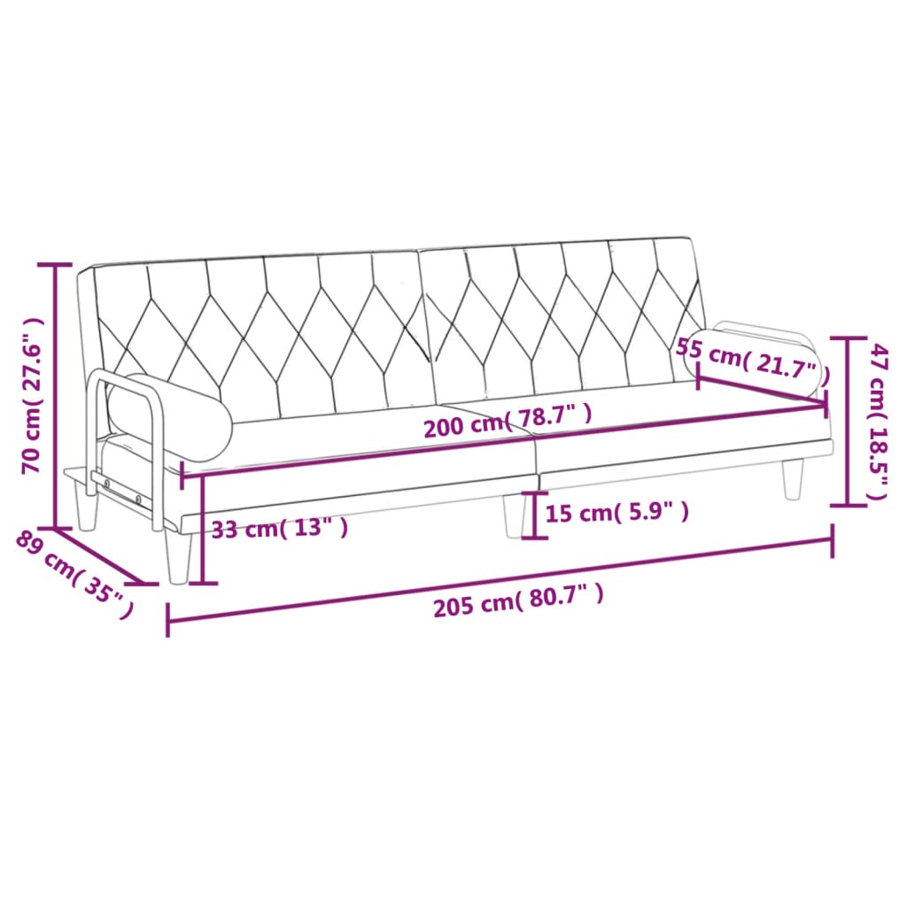 vidaXL Schlafsofa mit Armlehnen Dunkelgrau Stoff