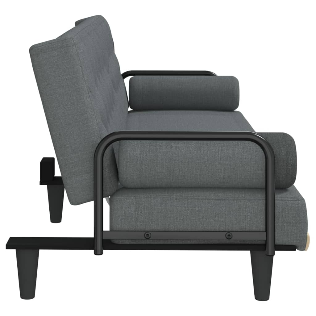 vidaXL Schlafsofa mit Armlehnen Dunkelgrau Stoff