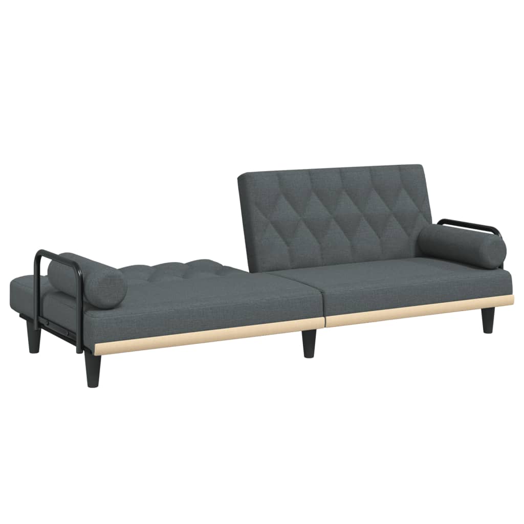 vidaXL Schlafsofa mit Armlehnen Dunkelgrau Stoff