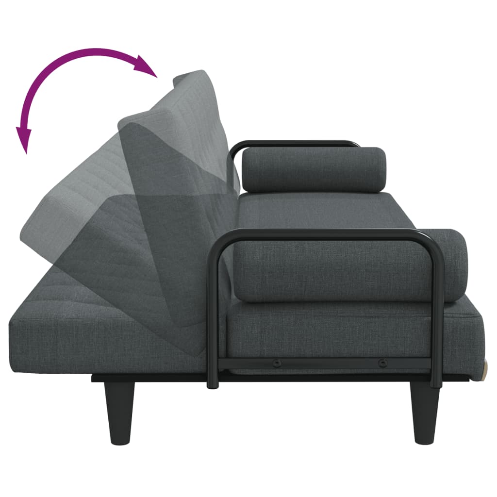 vidaXL Schlafsofa mit Armlehnen Dunkelgrau Stoff