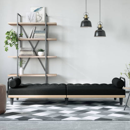 vidaXL Schlafsofa mit Armlehnen Schwarz Stoff