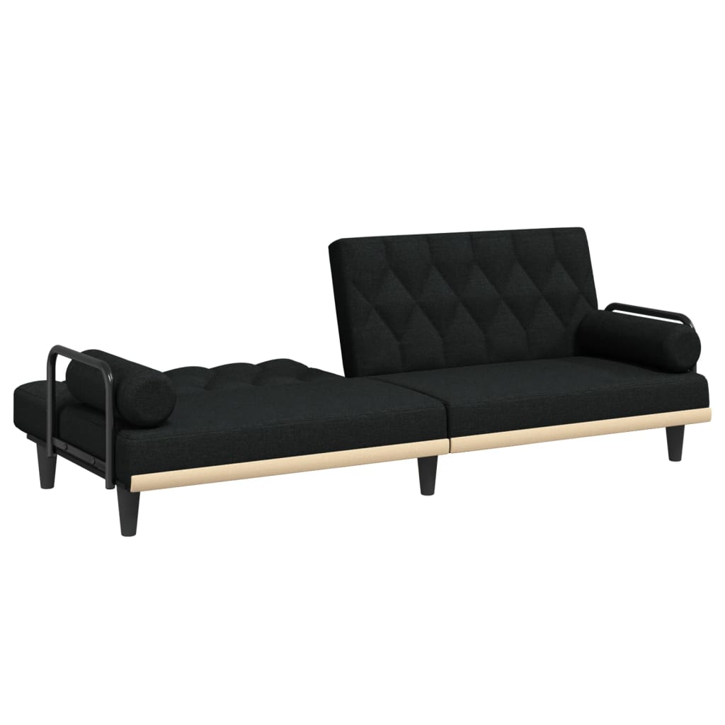 vidaXL Schlafsofa mit Armlehnen Schwarz Stoff