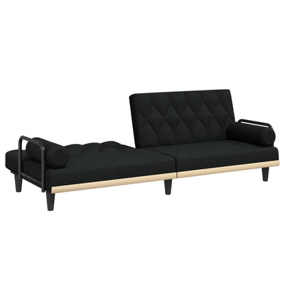 vidaXL Schlafsofa mit Armlehnen Schwarz Stoff