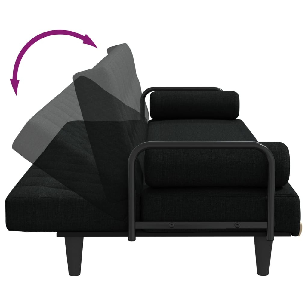 vidaXL Schlafsofa mit Armlehnen Schwarz Stoff