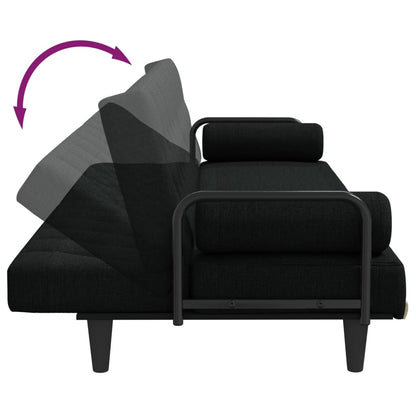 vidaXL Schlafsofa mit Armlehnen Schwarz Stoff