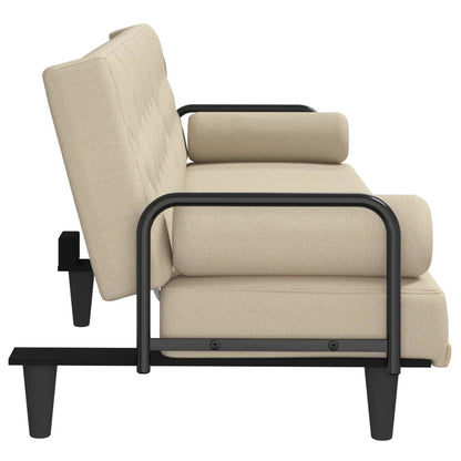 vidaXL Schlafsofa mit Armlehnen Creme Stoff