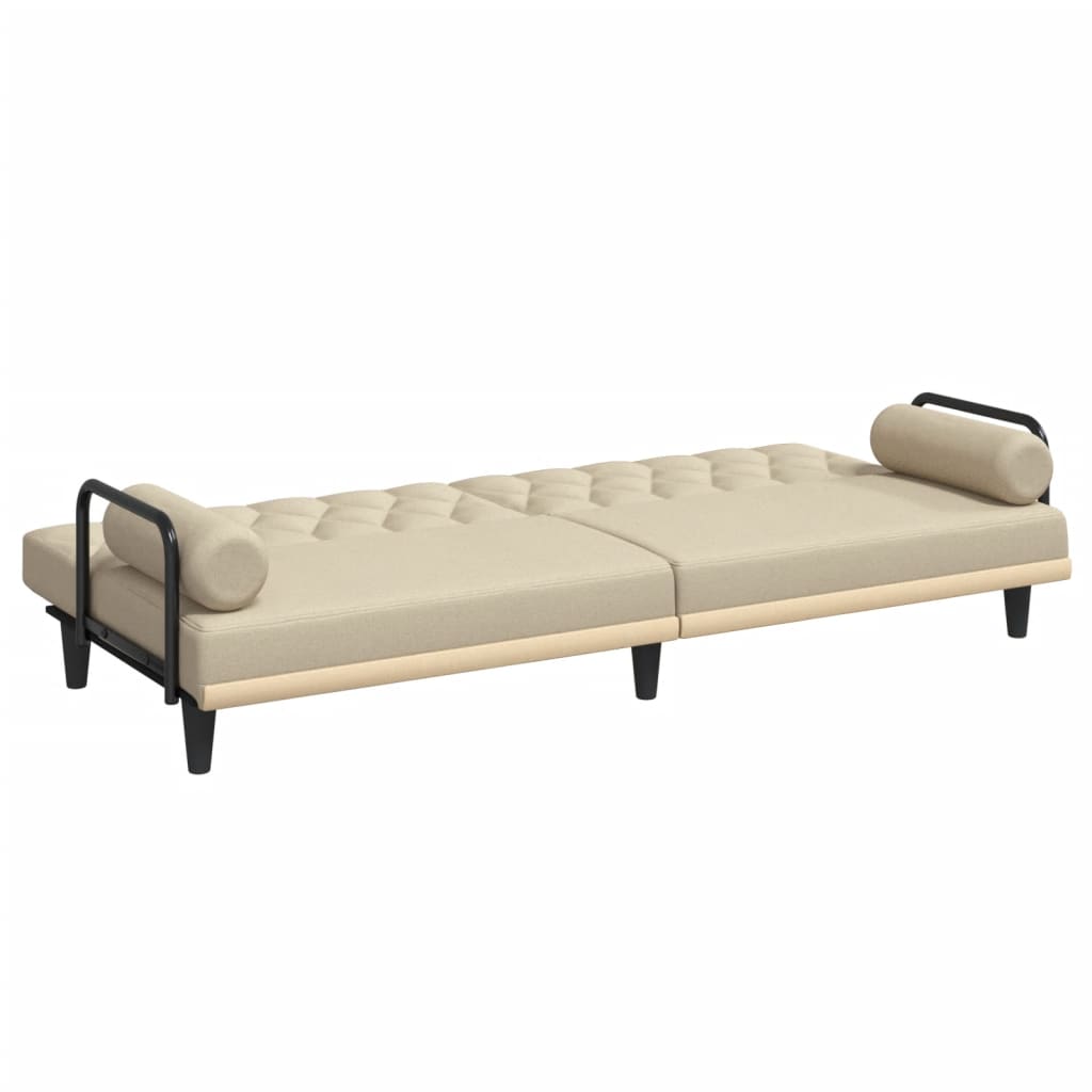 vidaXL Schlafsofa mit Armlehnen Creme Stoff