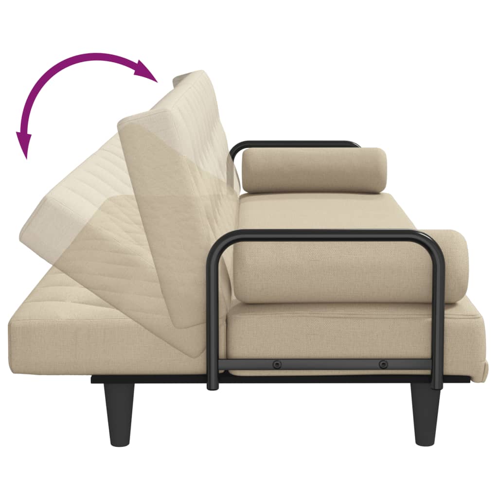 vidaXL Schlafsofa mit Armlehnen Creme Stoff