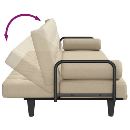 vidaXL Schlafsofa mit Armlehnen Creme Stoff