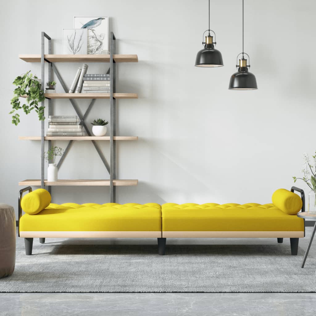 vidaXL Schlafsofa mit Armlehnen Hellgelb Stoff