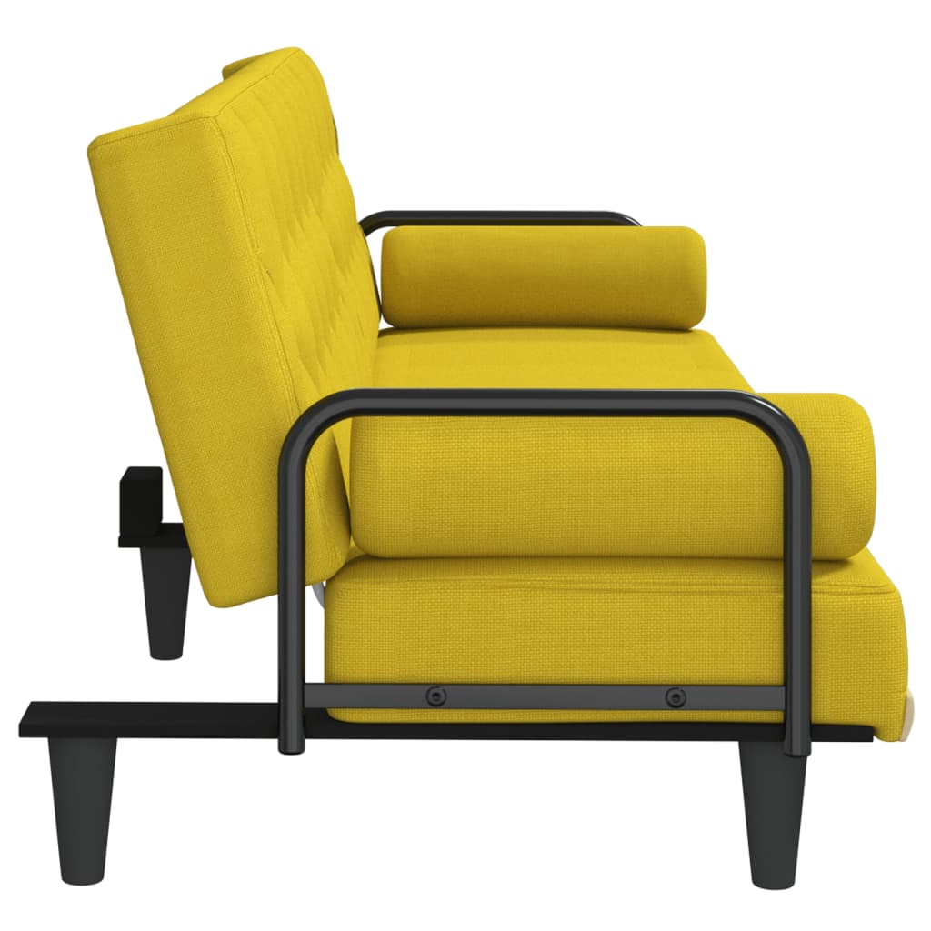 vidaXL Schlafsofa mit Armlehnen Hellgelb Stoff