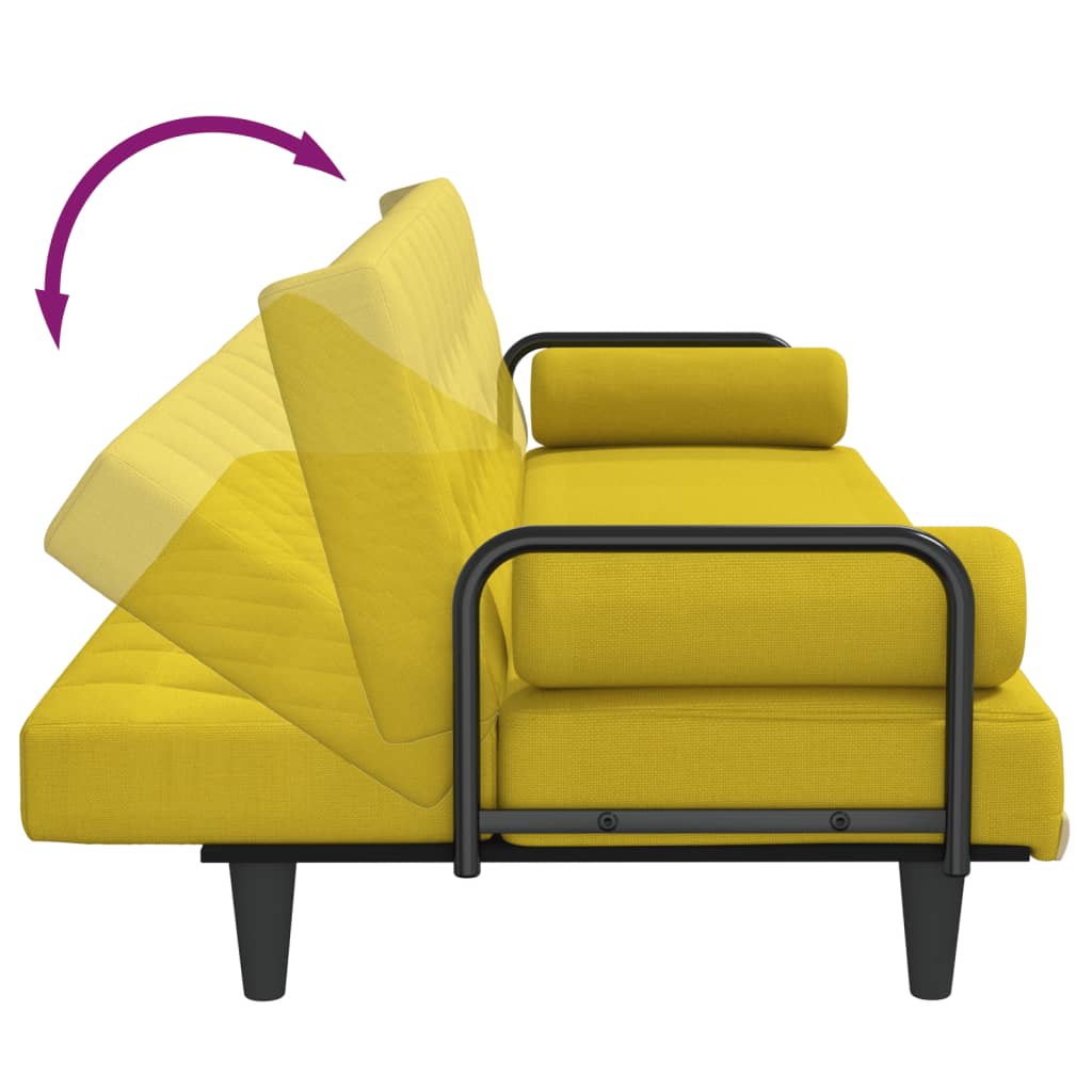 vidaXL Schlafsofa mit Armlehnen Hellgelb Stoff