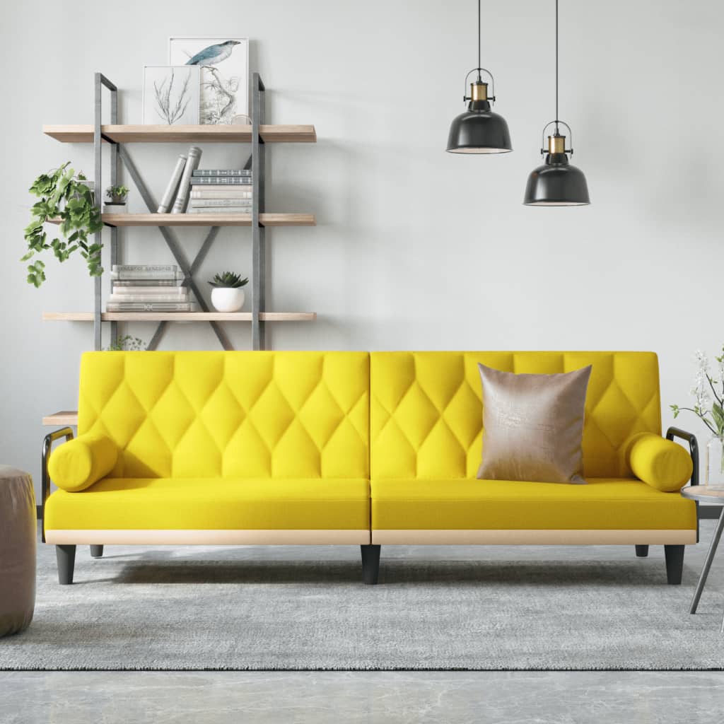 vidaXL Schlafsofa mit Armlehnen Hellgelb Stoff