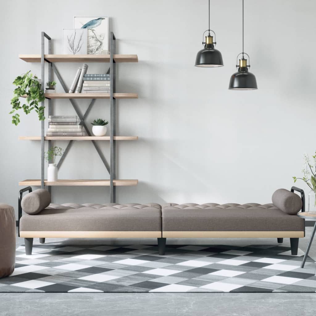 vidaXL Schlafsofa mit Armlehnen Taupe Stoff